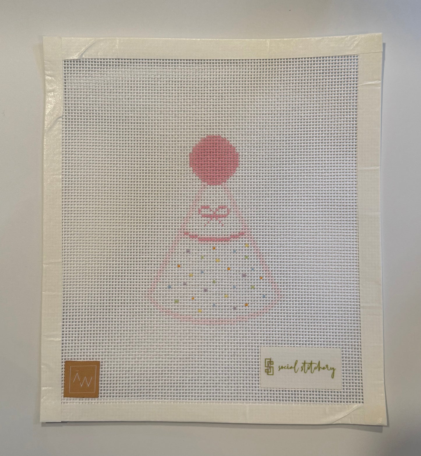 Birthday Hat - Pink Needlepoint Canvas