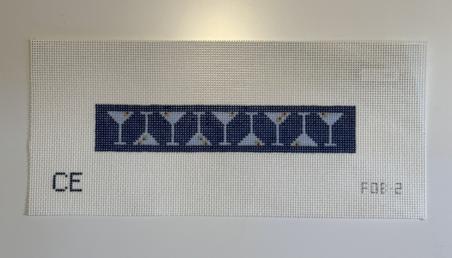 Martini Key Fob - Navy Needlepoint Canvas