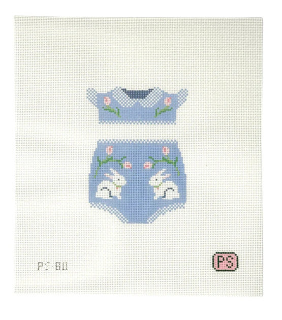 Baby Girl Bunny Bubble Outfit Needlepoint Canvas