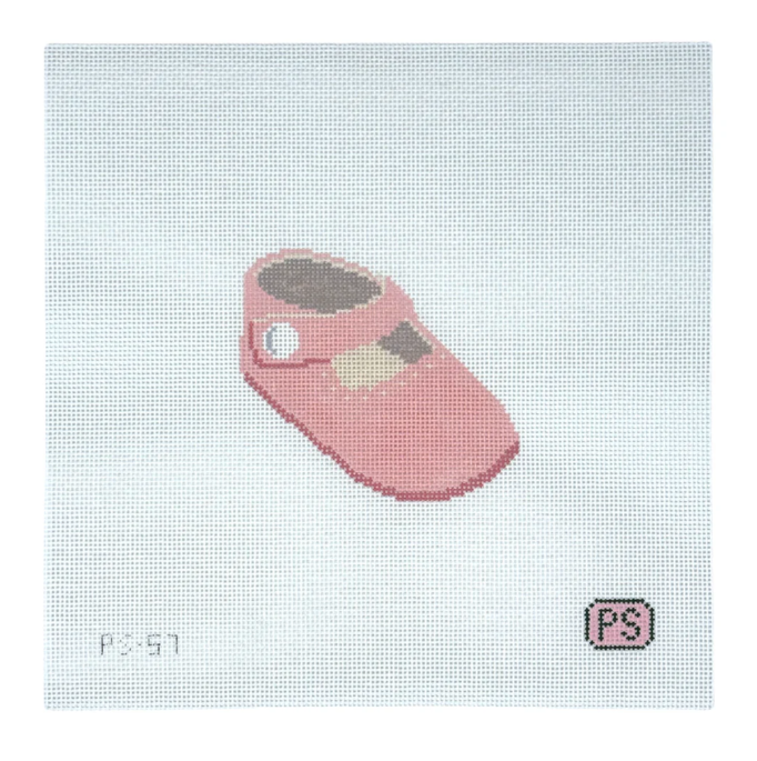 Baby Girl Pink Crib Shoe Needlepoint Canvas