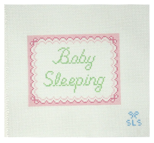 Baby Sleeping - Pink & Green Needlepoint Canvas