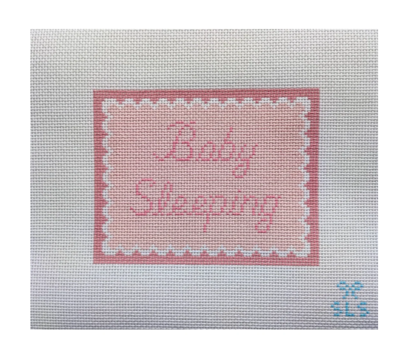 Baby Sleeping - Pink Scallop Needlepoint Canvas