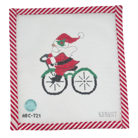 Bike Santa Needlepoint Canvas