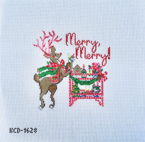 Blitzen and Bubbles Needlepoint Canvas