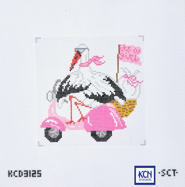Special Delivery Stork - It's A Girl Needlepoint Canvas