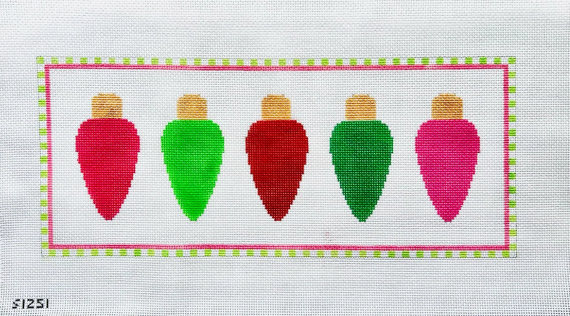 Five Christmas Light Bulbs Needlepoint Canvas