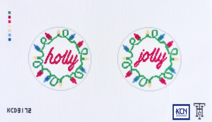 Holly Jolly Ornaments Printed Needlepoint Canvas