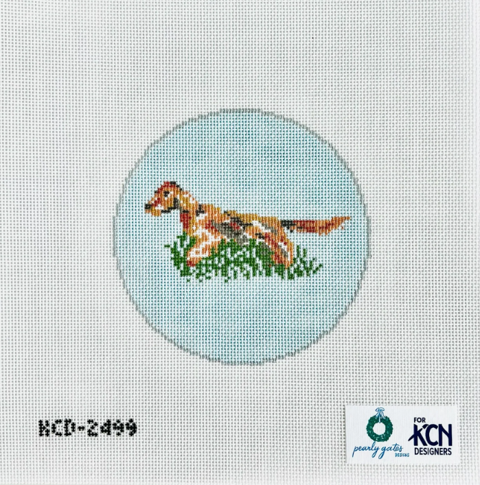 Hunting Retriever Round Needlepoint Canvas