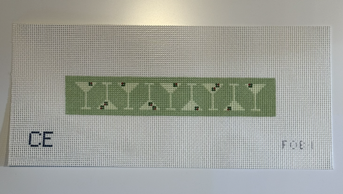 Martini Key Fob - Green Needlepoint Canvas