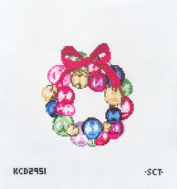 Mini Glass Ornament Wreath Needlepoint Canvas