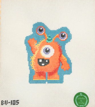 Squatty Orange Monster Needlepoint Canvas