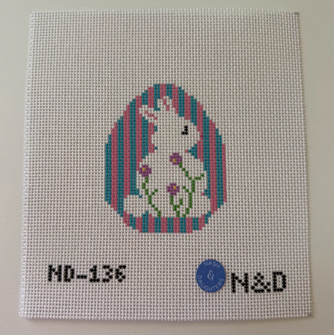 Purple Flower Bunny Egg Needlepoint Canvas