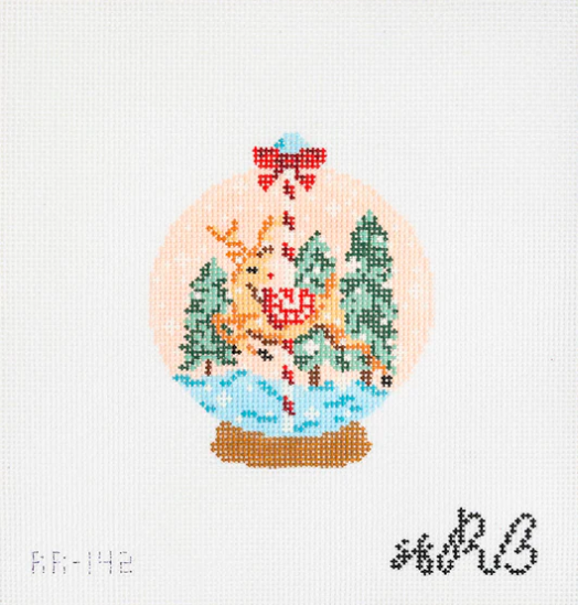 Winter Wonderland Reindeer Snowglobe Needlepoint Canvas