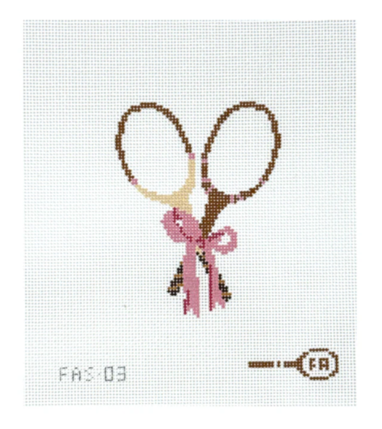 Tennis Rackets With Bow Needlepoint Canvas