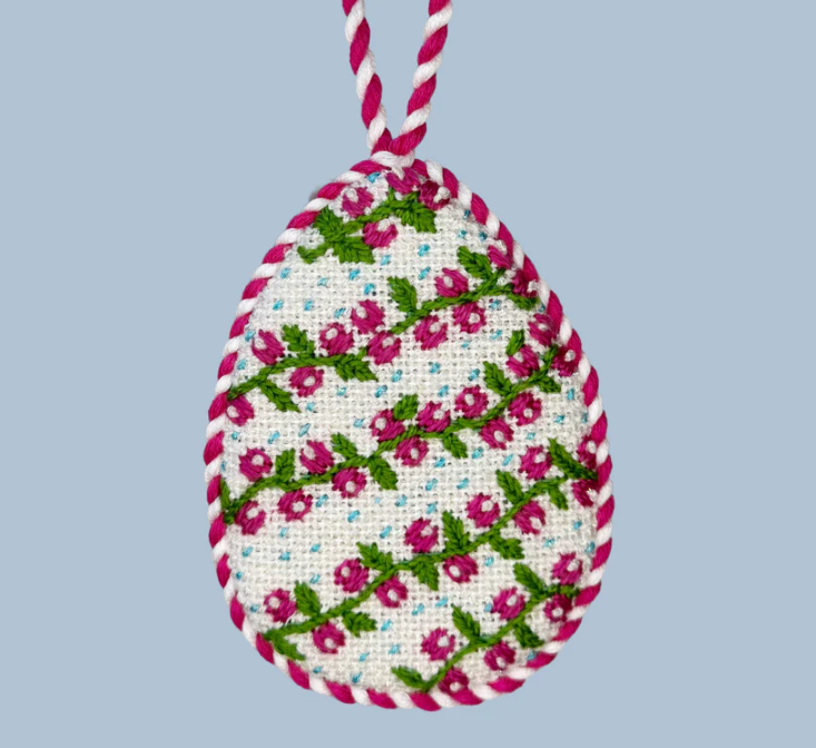 Pink Vine Egg Needlepoint Canvas