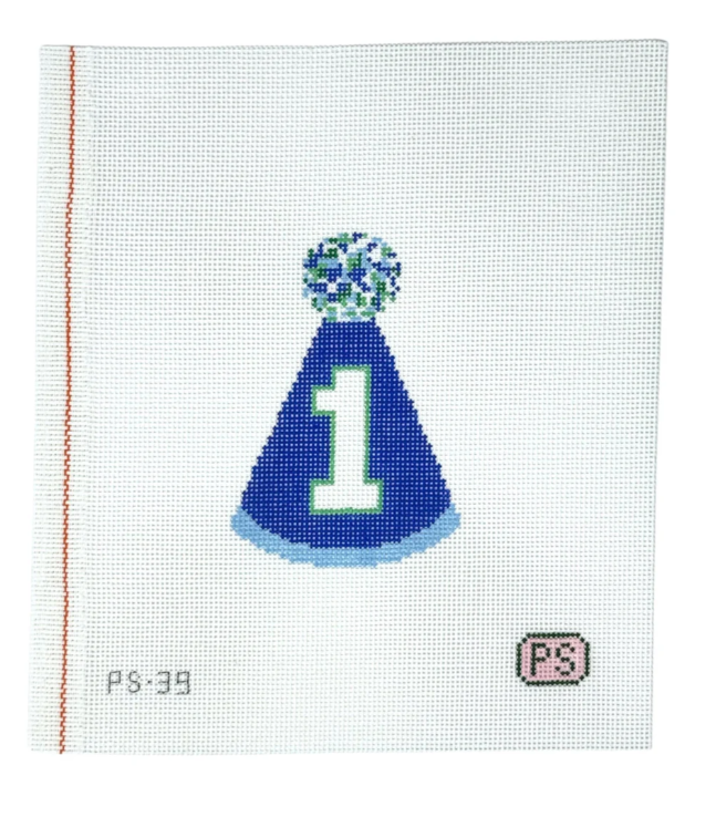 1st Birthday Blue Boy Hat Needlepoint Canvas