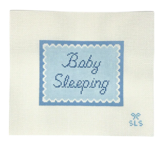 Baby Sleeping - Blue Scallop Needlepoint Canvas