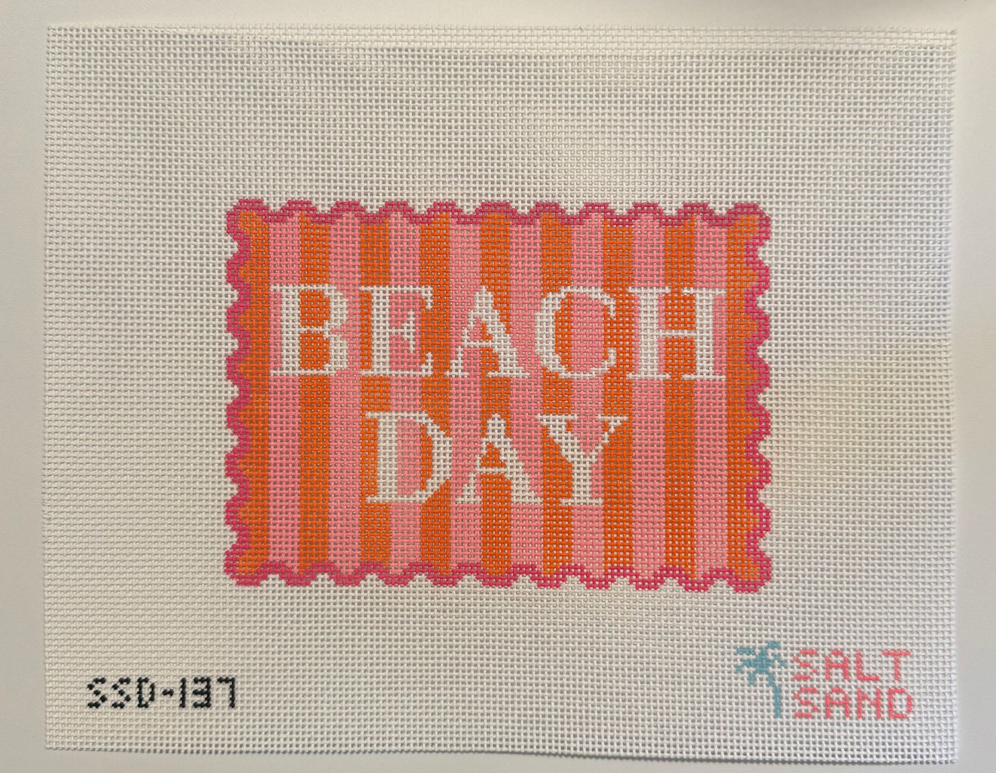 Beach Day Scallop Sign Needlepoint Canvas