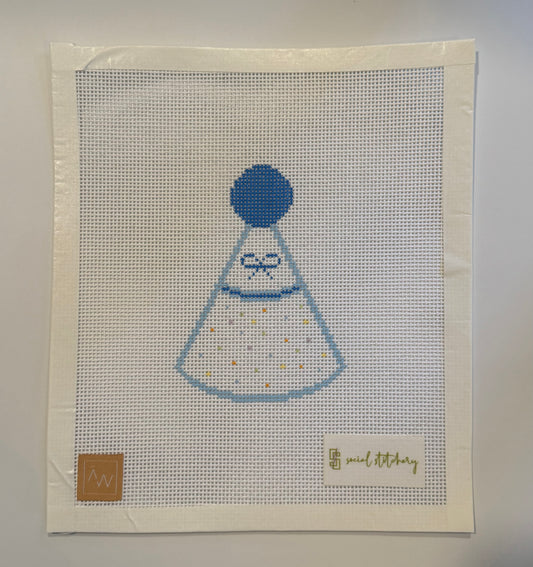 Birthday Hat - Blue Needlepoint Canvas