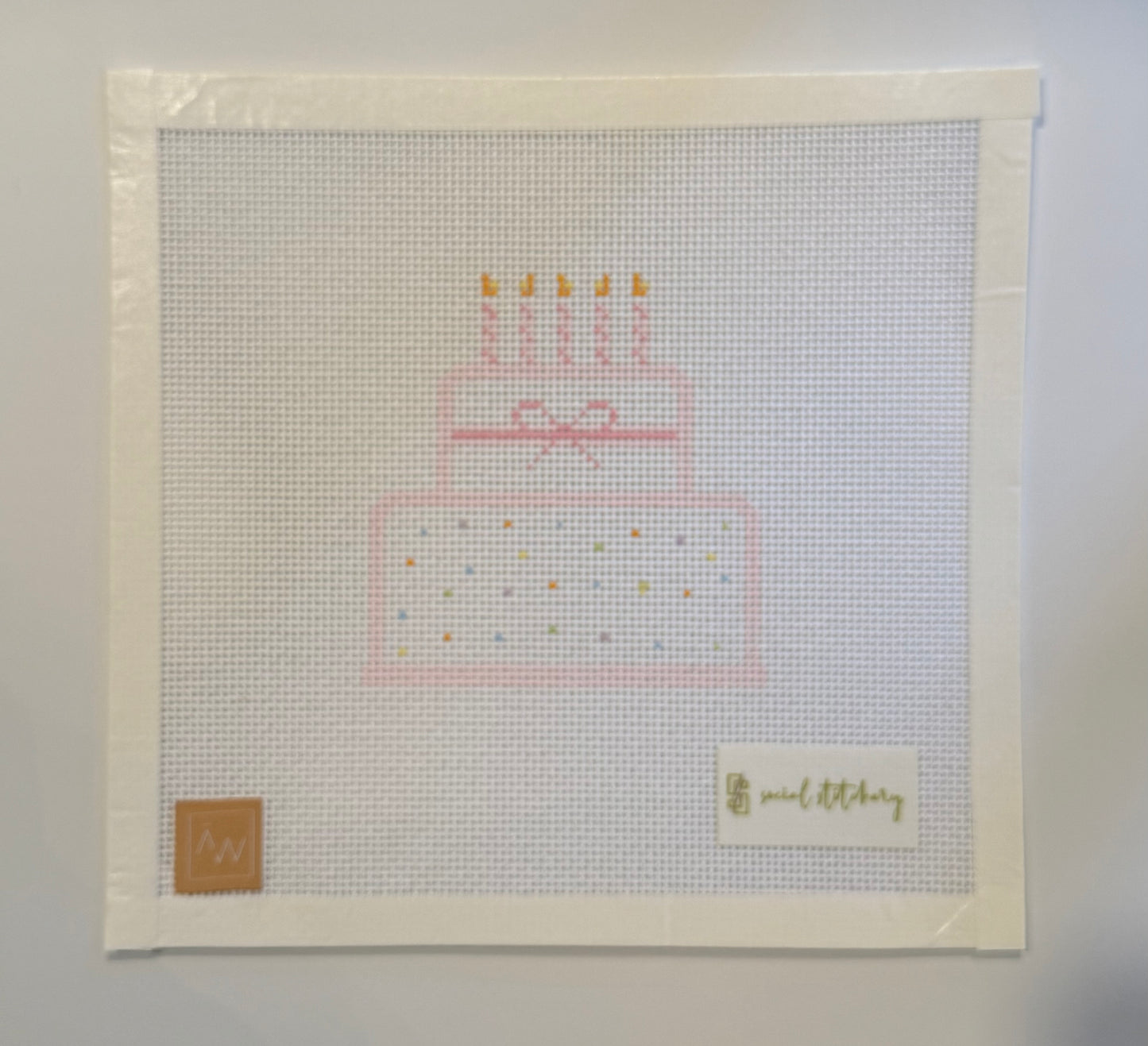 Birthday Cake - Pink Needlepoint Canvas