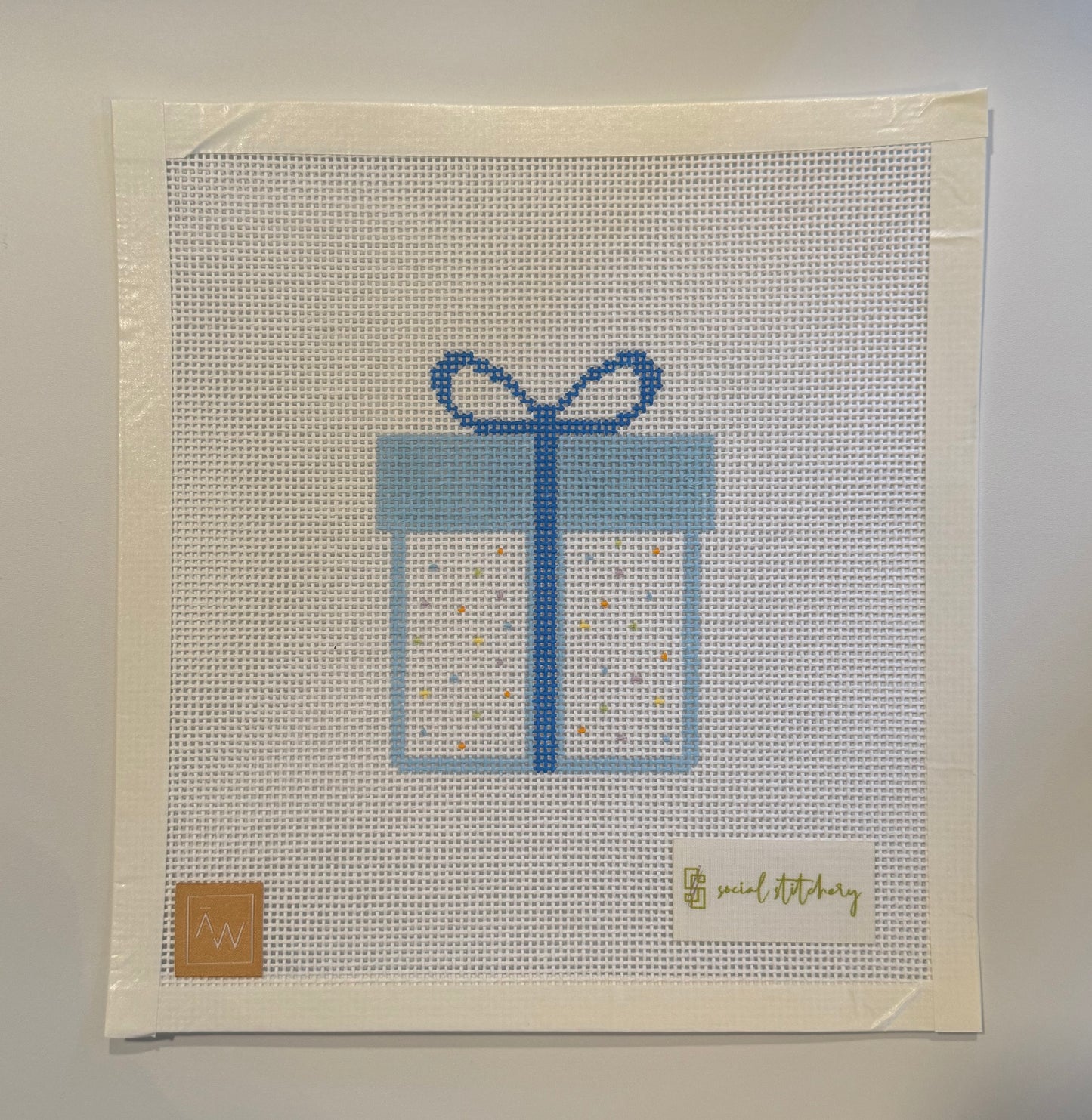Birthday Gift - Blue Needlepoint Canvas