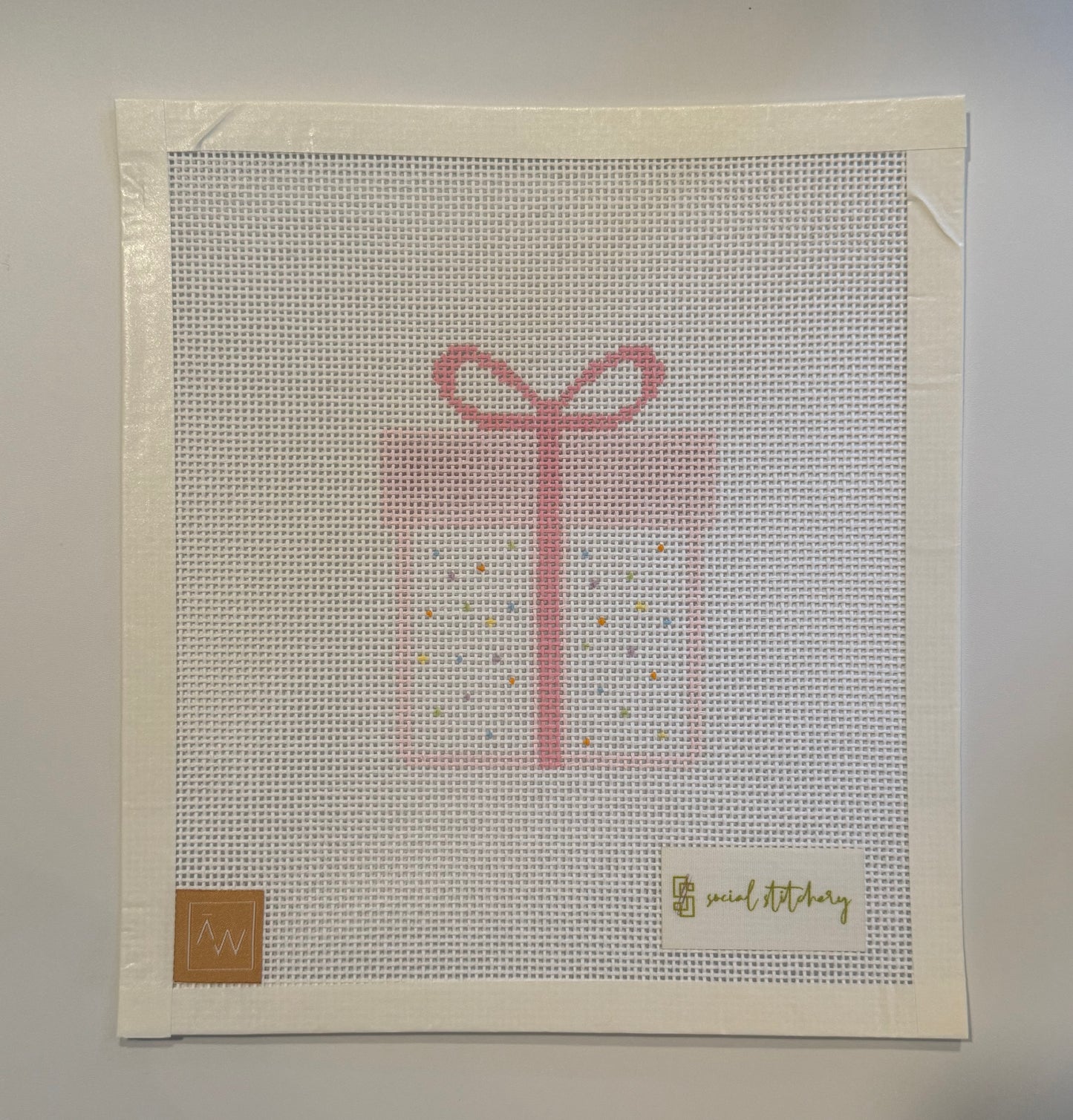 Birthday Gift - Pink Needlepoint Canvas