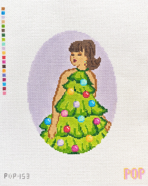 Retro Christmas Dress Needlepoint Canvas