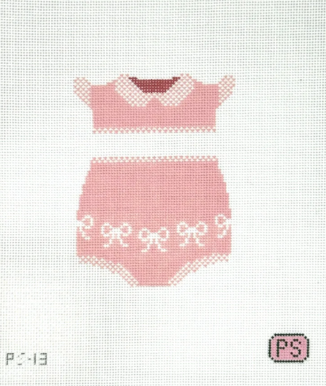 Baby Girl Bow Bubble Outfit Needlepoint Canvas