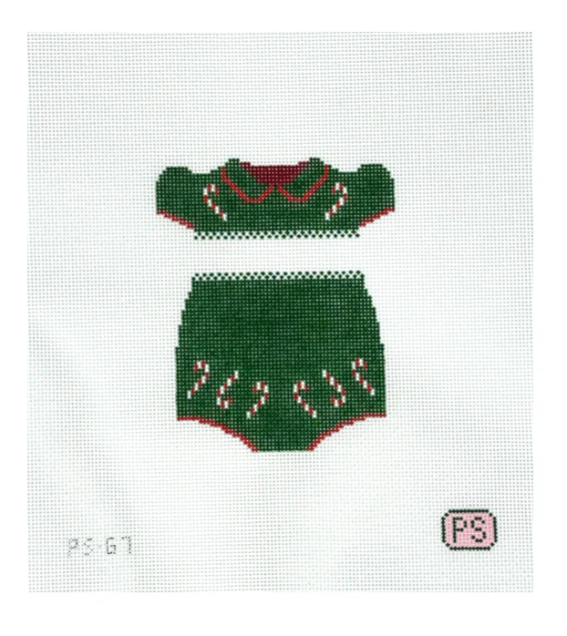 Baby Girl Christmas Bubble Outfit Needlepoint Canvas