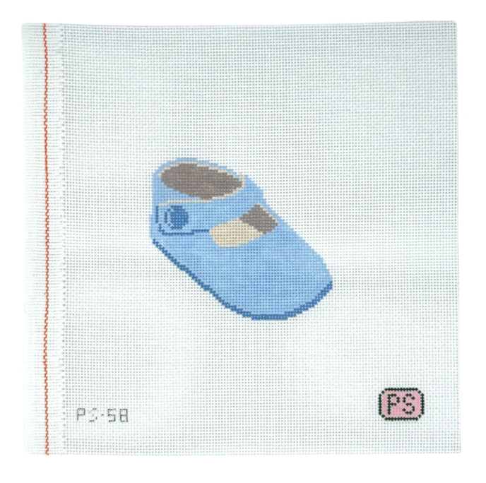 Baby Boy Blue Crib Shoe Needlepoint Canvas