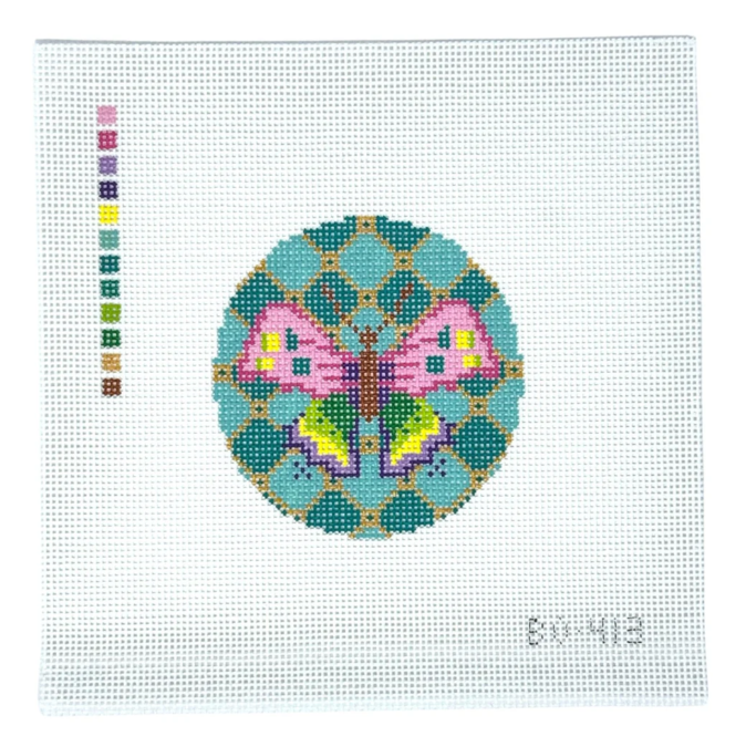 Butterfly Round Needlepoint Canvas