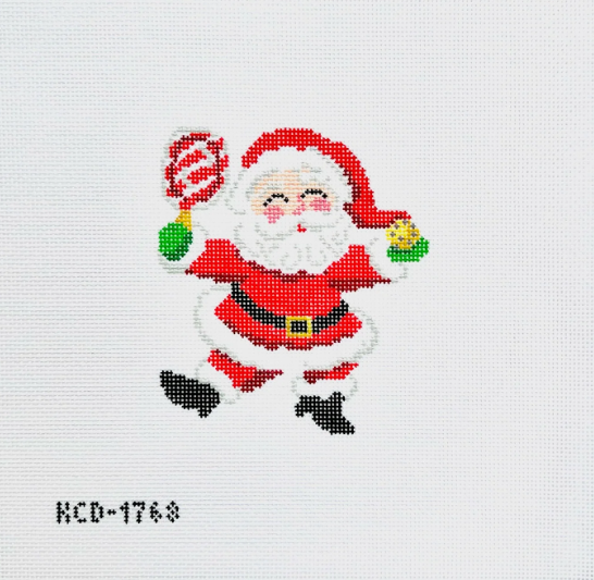 Dink The Halls Santa Pickleball Needlepoint Canvas