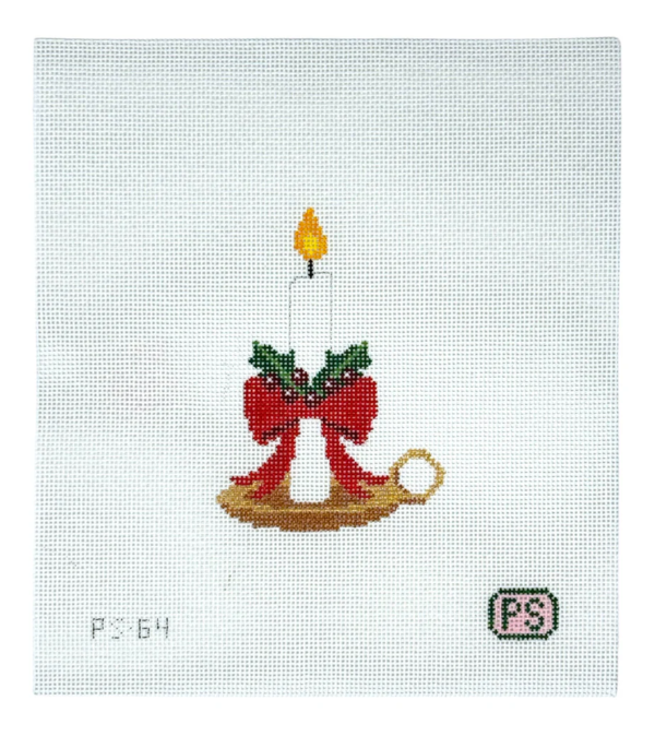 Holiday Chamberstick Candle Needlepoint Canvas