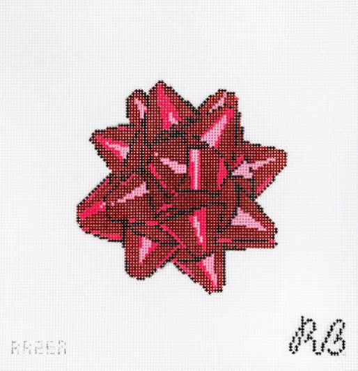 Holiday Bow - Red Needlepoint Canvas