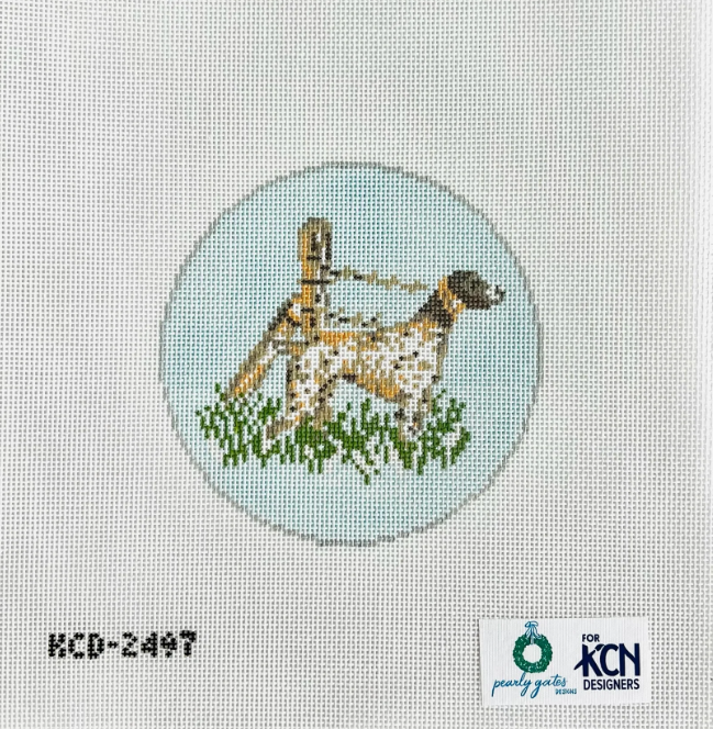 Hunting Pointer Round Needlepoint Canvas