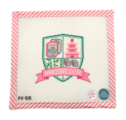 Mahjong Crest - Pink Needlepoint Canvas