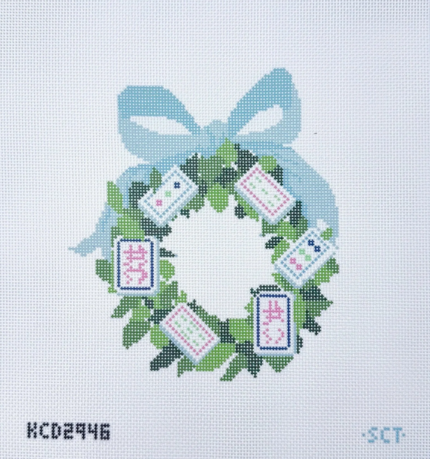 Mahjong Wreath Needlepoint Canvas