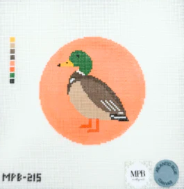 Mallard Duck Round Needlepoint Canvas