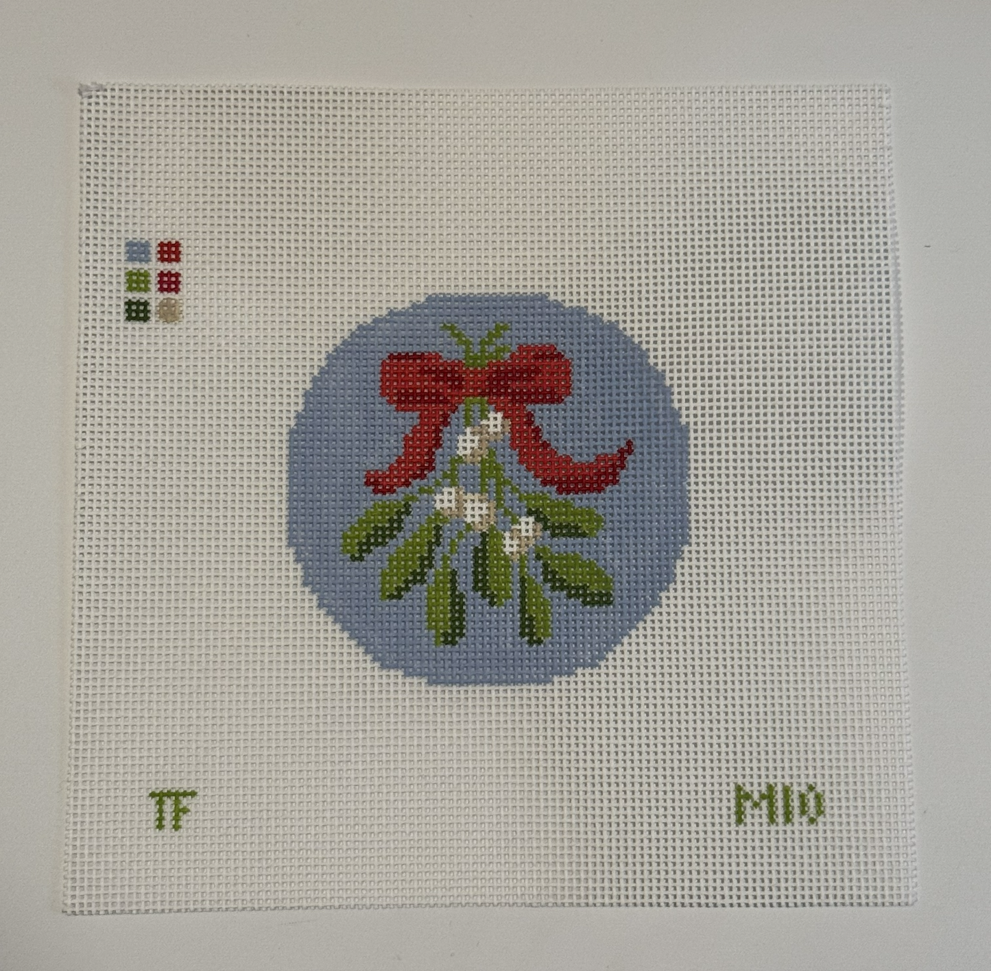 Mistletoe Round Needlepoint Canvas