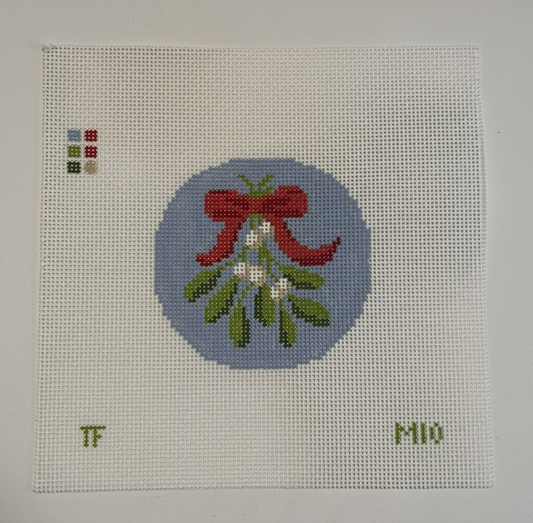 Mistletoe Round Needlepoint Canvas