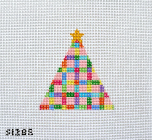 Multi Colored Plaid Tree Needlepoint Canvas