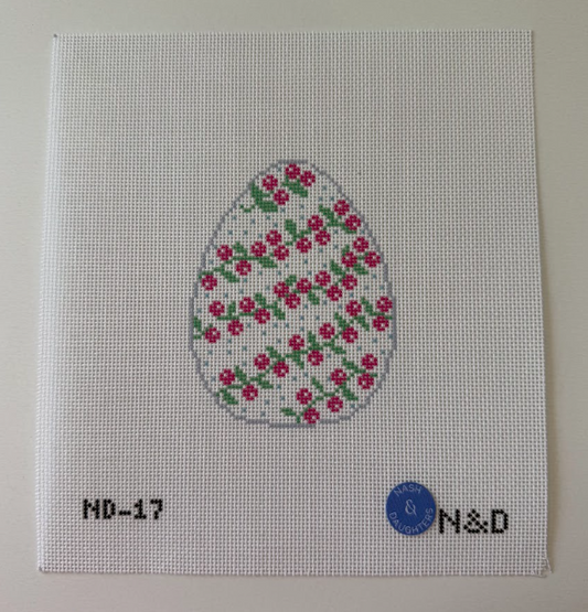 Pink Vine Egg Needlepoint Canvas