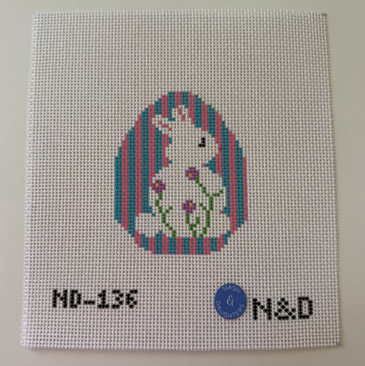 Purple Flower Bunny Egg Needlepoint Canvas