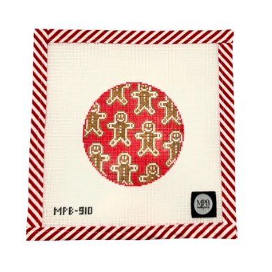 Red Gingerbread Friends Needlepoint Canvas