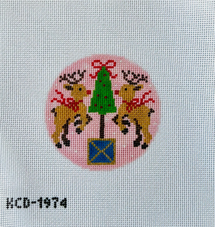 Rudolph with Topiary Needlepoint Canvas