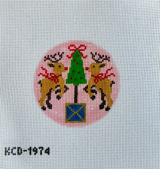 Rudolph with Topiary Needlepoint Canvas