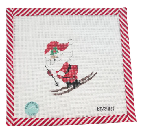 Skiing Santa Needlepoint Canvas