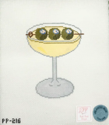 Blue Cheese Olive Martini Needlepoint Canvas