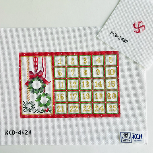 Tiny Advent Calendar with Peppermint Piece Needlepoint Canvas
