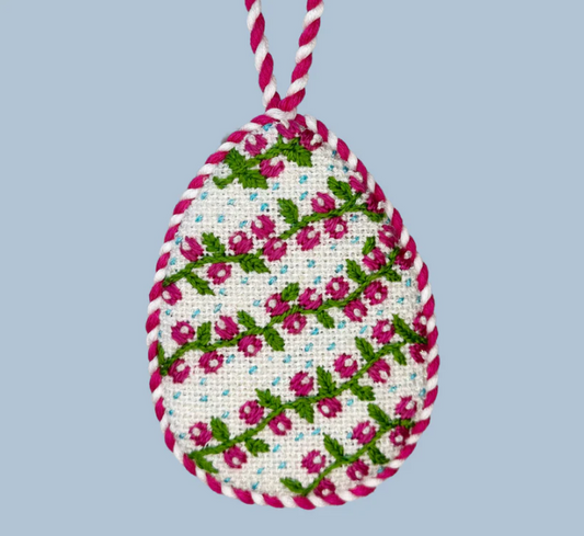 Pink Vine Egg Needlepoint Canvas